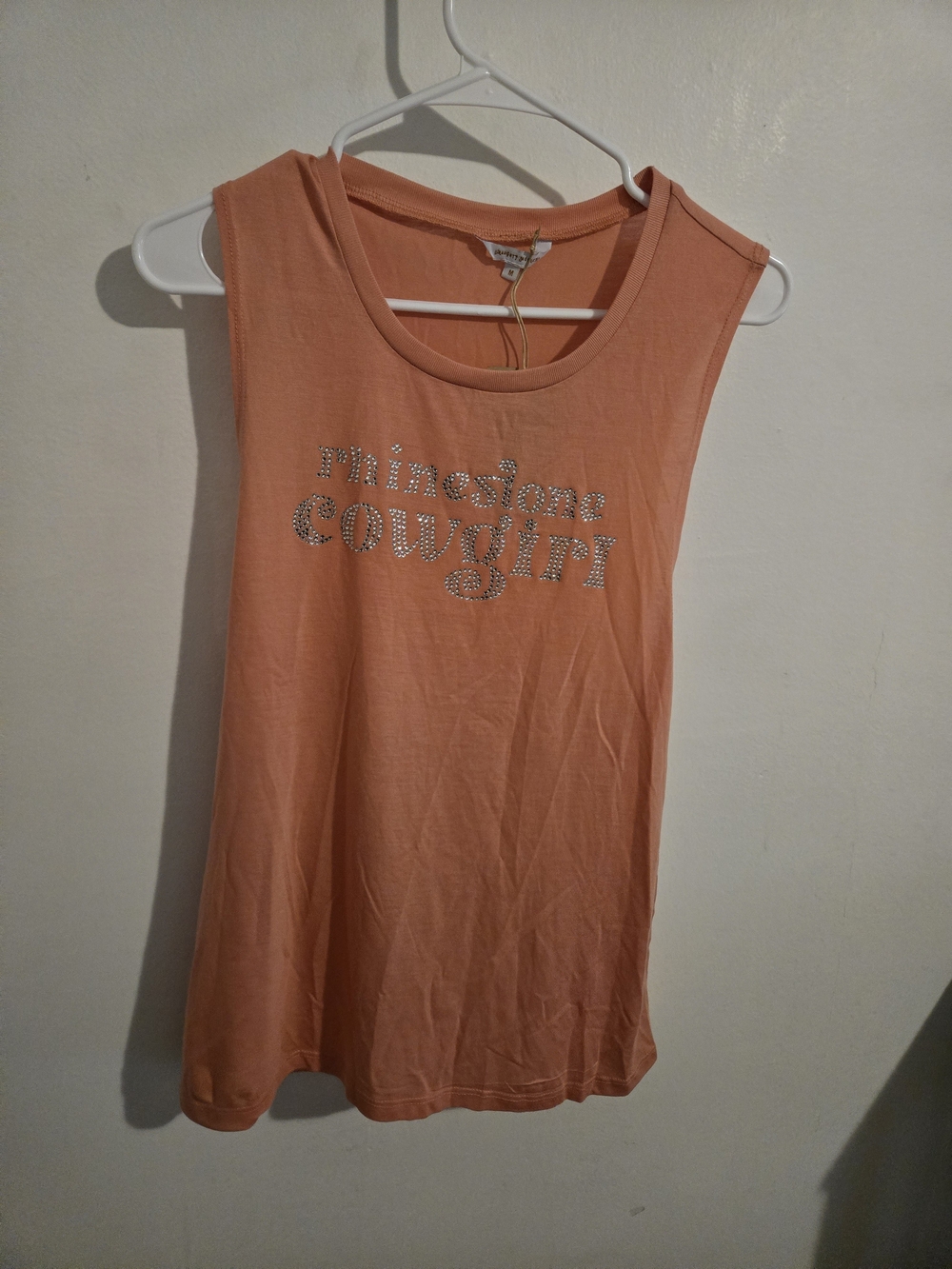 naughty monkey Peach Rhinestone 'Cowgirl' Sleeveless Tank
